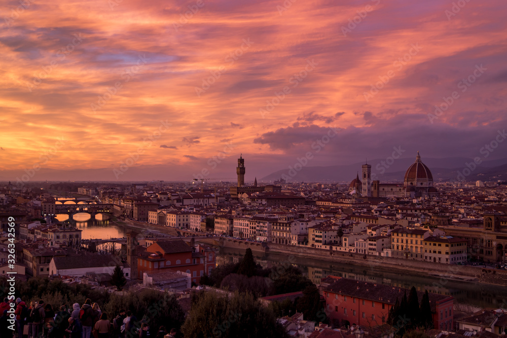 panoramic view of florence at sunset