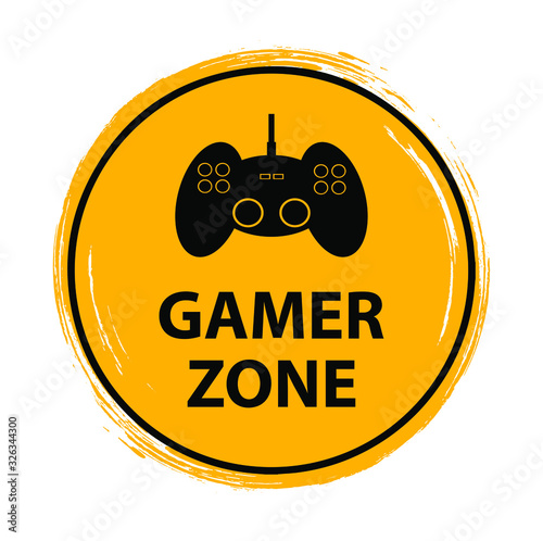 gamer zone sign on white background