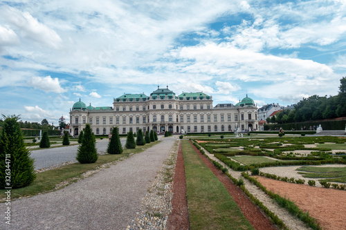 Vienna, Austria - August 2019 - View of Belvedere palace and gardens