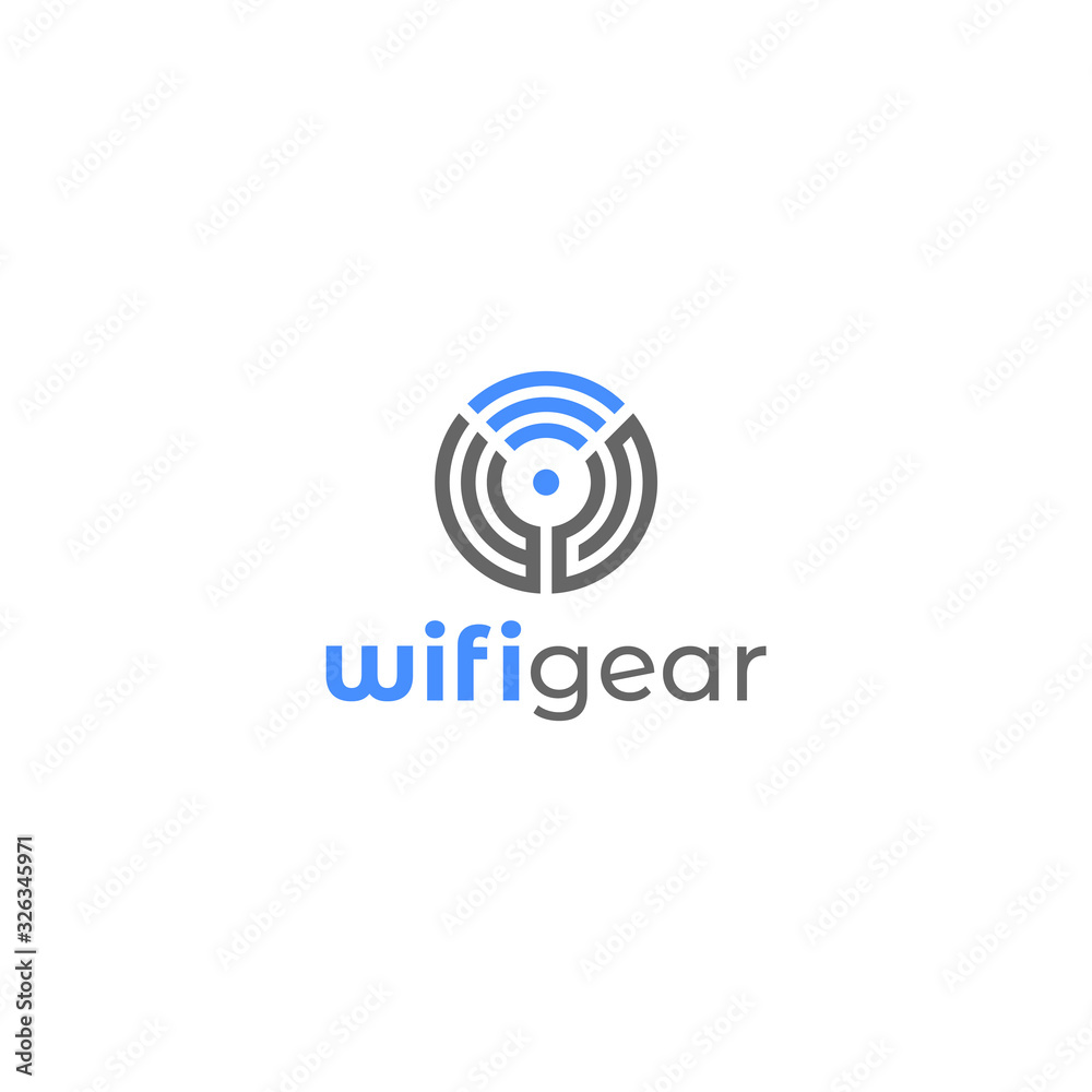 Circle shape logo design of letter WG and wifi icon with white background - EPS10 - Vector.