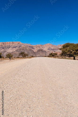 The unpaved country road C14  connecting Windhoek with Sesriem  in Western Namibia.