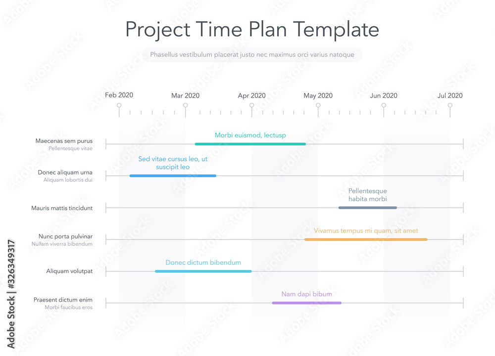 Minimalist business project time plan graph with project tasks in time ...