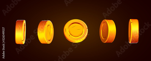 3d gold isolated coins set. Different positions. Flying gold coins, golden rain background. Jackpot or success concept.