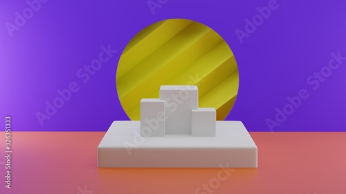 Abstract scene with geometrical forms, minimal abstract background, Mmockup for advertisement, pedestal . 3d render