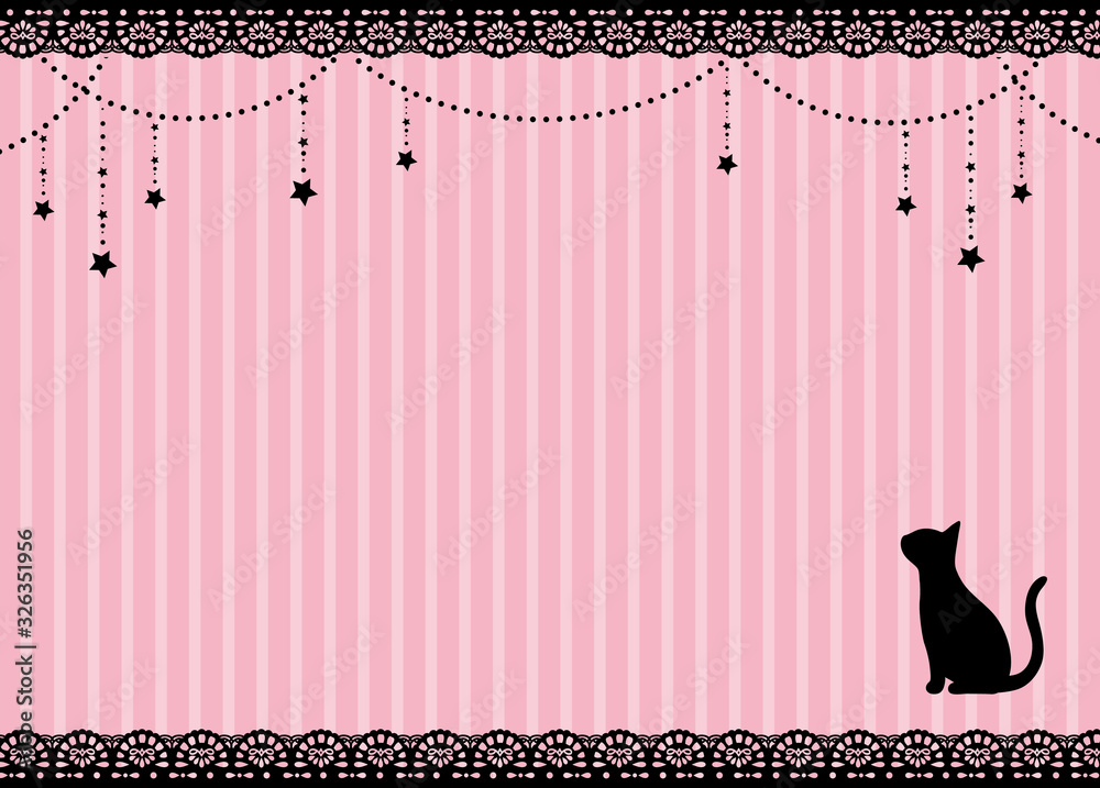 ガーリーなレースと黒猫の背景 Stock Vector Adobe Stock