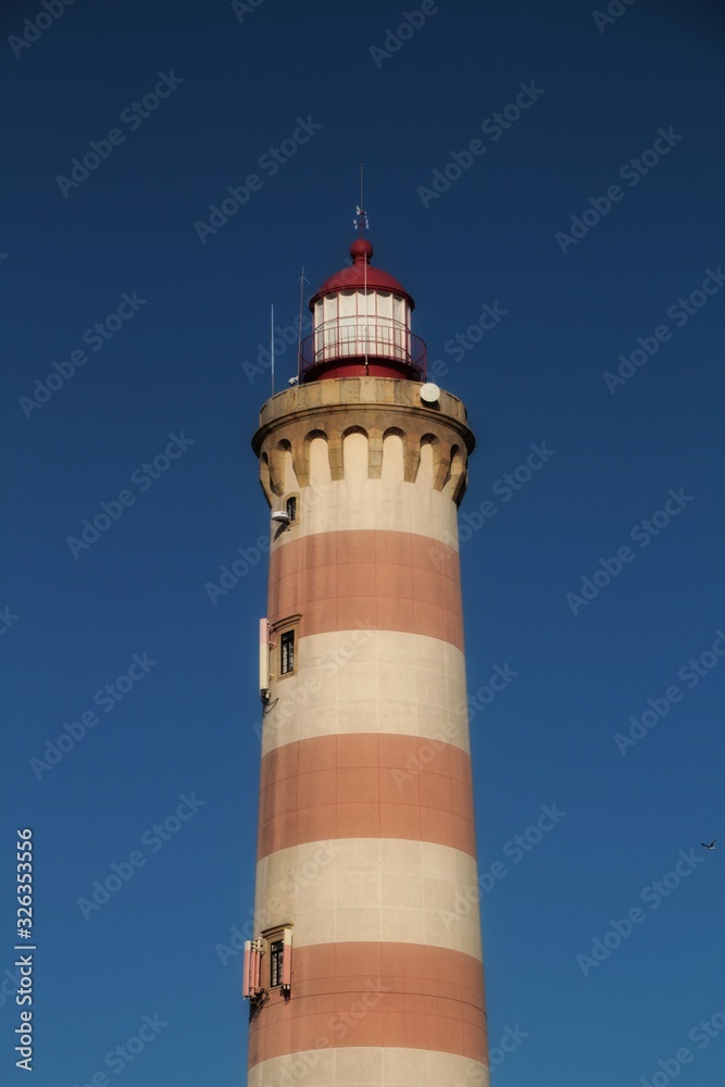 Beautiful and colossal Aveiro beach lighthouse