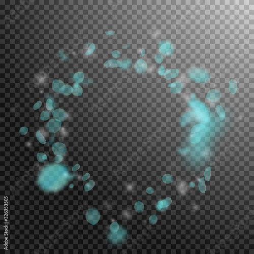 Turquoise flower petals falling down. Creative rom