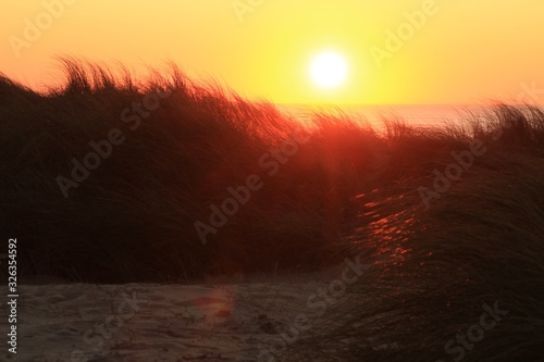 Sunset on the beach in Aveiro  Portugal