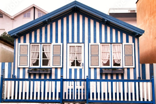 Striped and colorful facades in Costa Nova