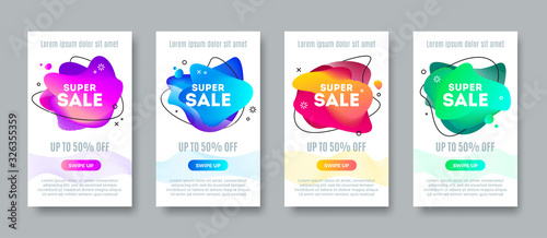 Super sale banners with fluid abstract shape