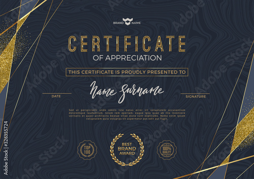 Certificate template with luxury golden elements