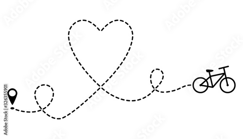 Love to travel by bike. Travel by bike. Vector for labels, stickers, tags, banners, web stickers, tourism