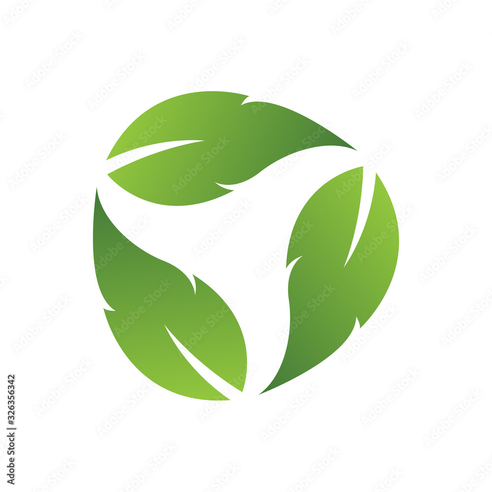 Cycle arrow icon reset with Eco three green leaves Cycle arrow icon reset with Eco three green leaves