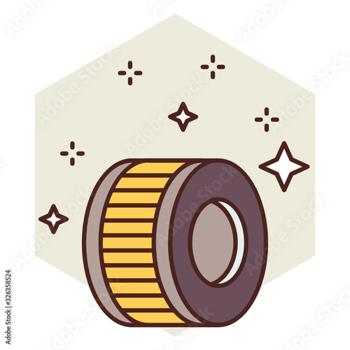 Auto engine air yellow color filter design, Transport vehicles Spare Parts Vector Shiny Flat Icon Concept,