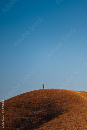 One man stand on Mon Jong Mountain in Chiangmai, Thailand