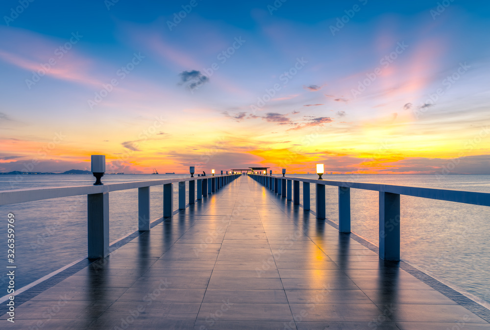 perspective bridge sunset
