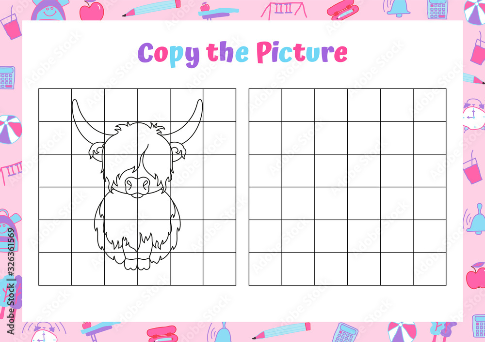 Obraz premium Copy the picture. Drawing activity for kids. Educational game for preschool children. 