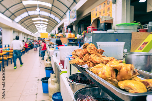 CUENCA, ECUADOR - FEBRUARY 11, 2020: Traditional ecuadorian food market selling agricultural products and other food items in Cuenca, Ecuador, South America.