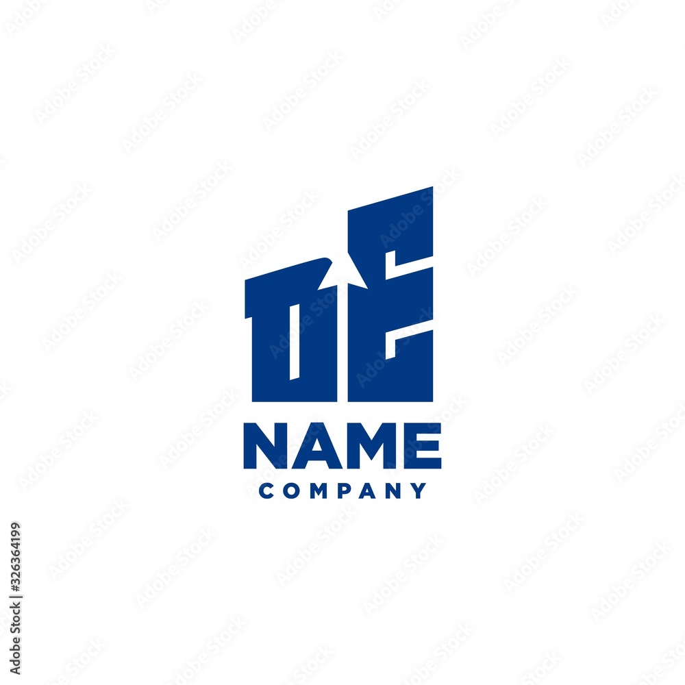 DE monogram logo with a negative space style arrow up design template DE monogram logo with a negative space style arrow up design template