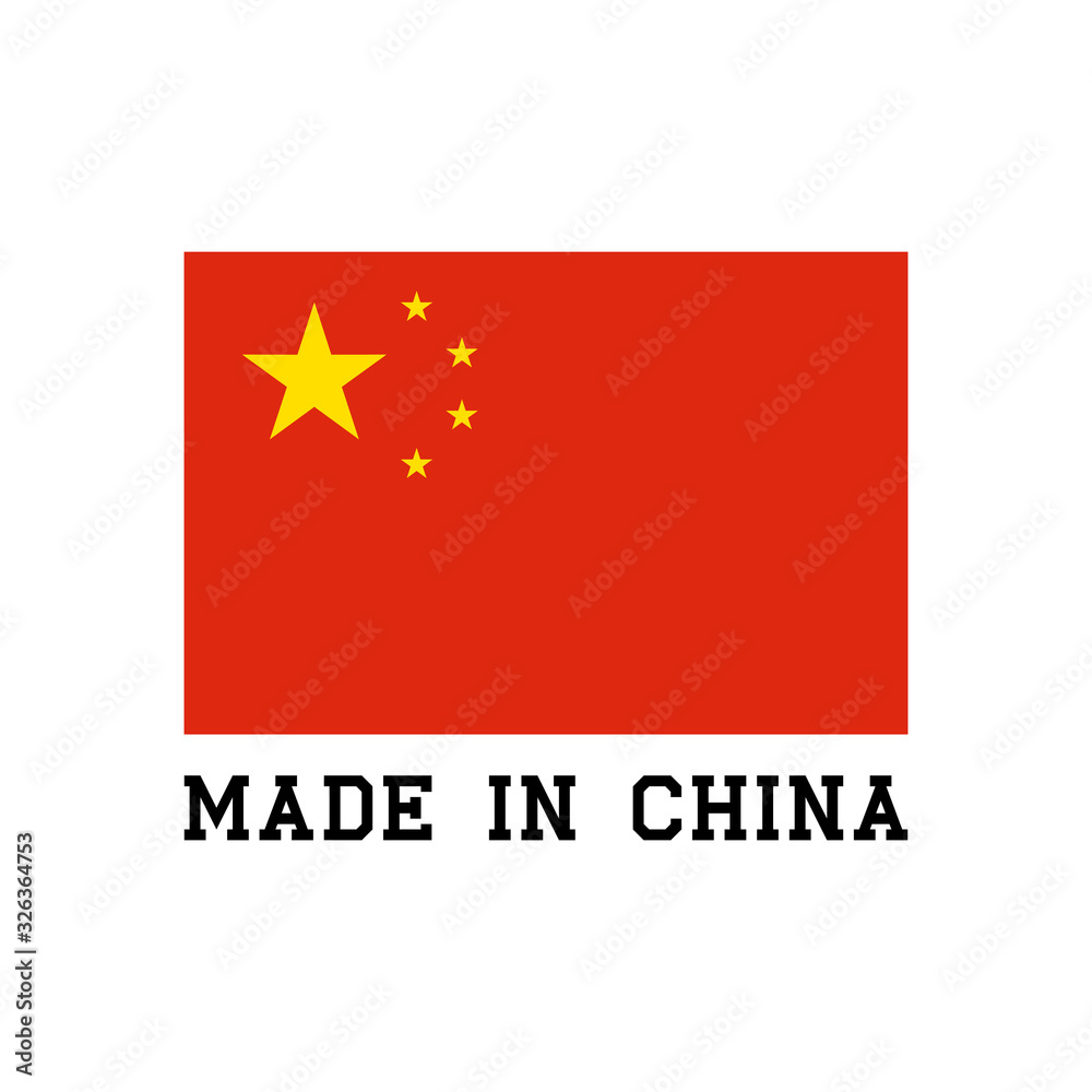 Made in China icon with Chinese flag