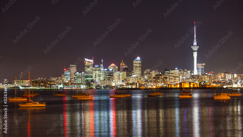 Auckland City Skyline at Night