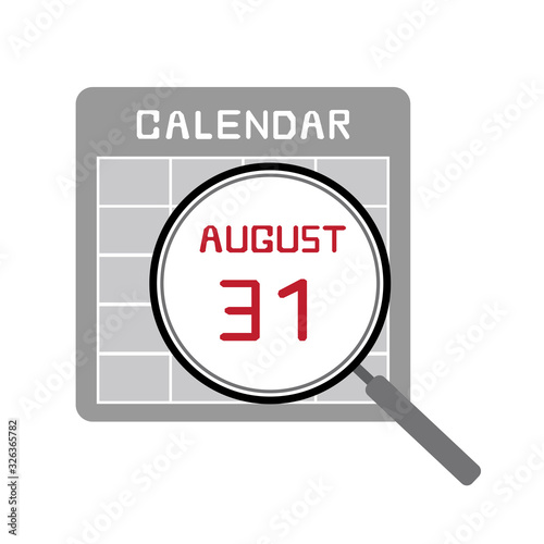 August 31, Calendar icon illustration isolated sign symbol, Appointment date, Sale promotion.