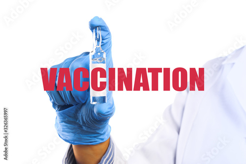 doctor holding a vaccine on white background . vaccination concept- Image