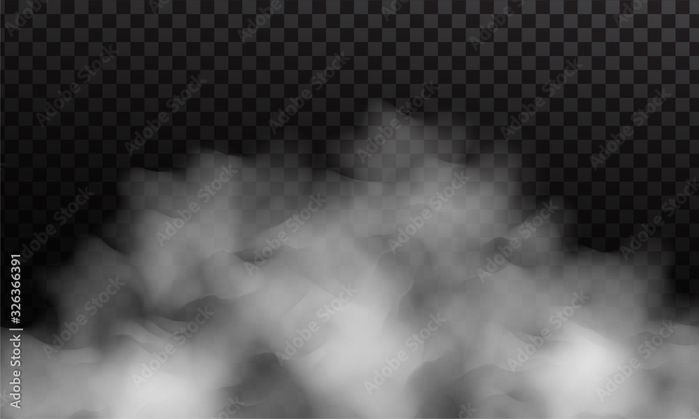 White fog or smoke isolated on dark transparent background - obrazy, fototapety, plakaty 