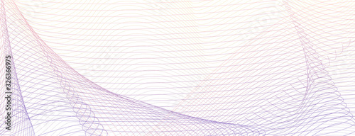 Abstract template with red  purple net pattern. Tangled subtle curves. Art line design. White background. Pastel watermark. Vector guilloche. Colored web banner  cheque  ticket  coupon  voucher. EPS10
