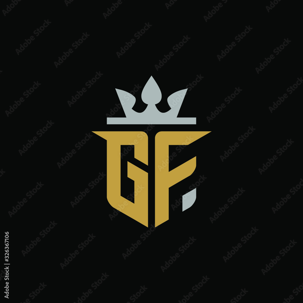 Initial Letter GF with Shield King Logo Design Initial Letter GF with Shield King Logo Design