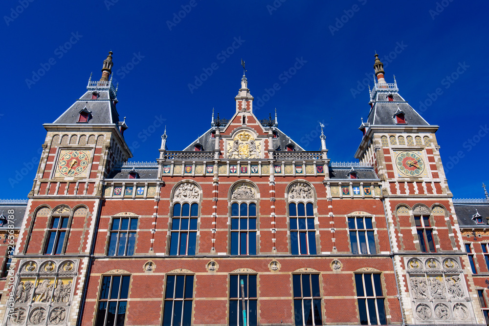 Amsterdam Central station, the largest railway station in Amsterdam, Netherlands