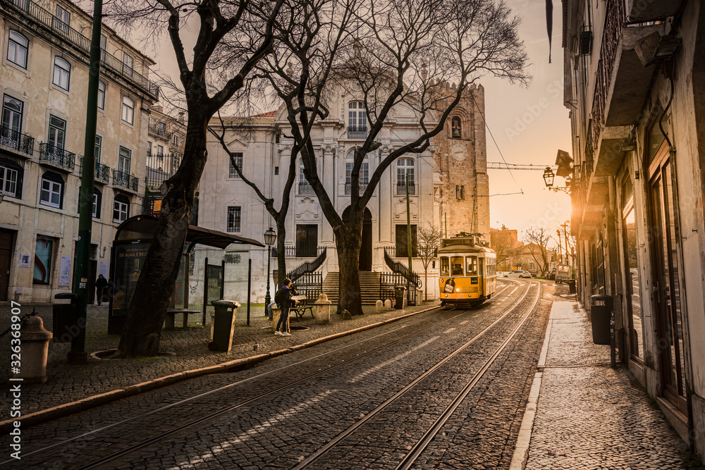 street at early morning in Lisbon, Portugal