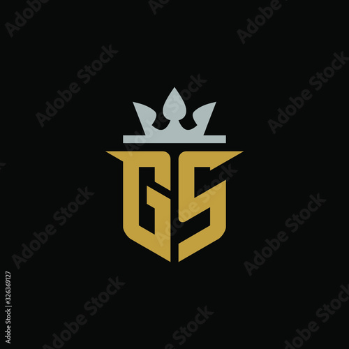 Initial Letter GS with Shield King Logo Design