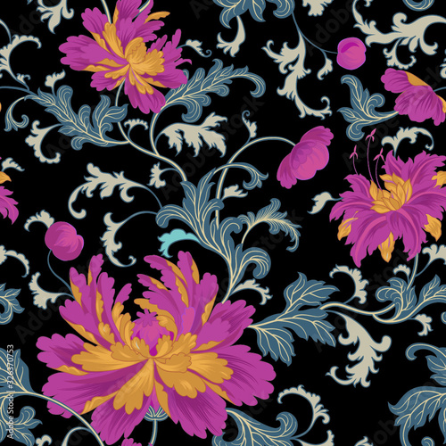 Floral pattern. Flower seamless background. Flourish ornamental garden wallpaper