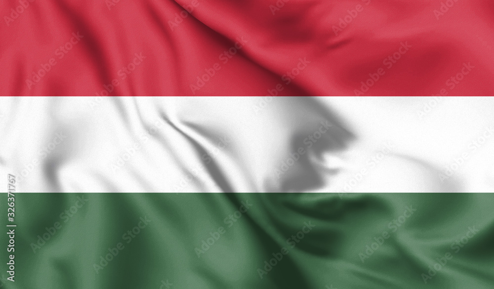 Hungary flag. Waving flag of Hungary. 3d Illustration. Hungary flag. Waving flag of Hungary. 3d Illustration.