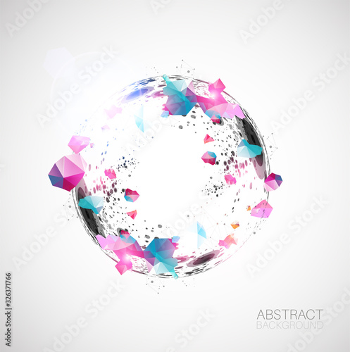 Abstract sphere background with plexus effect. 3D surface.