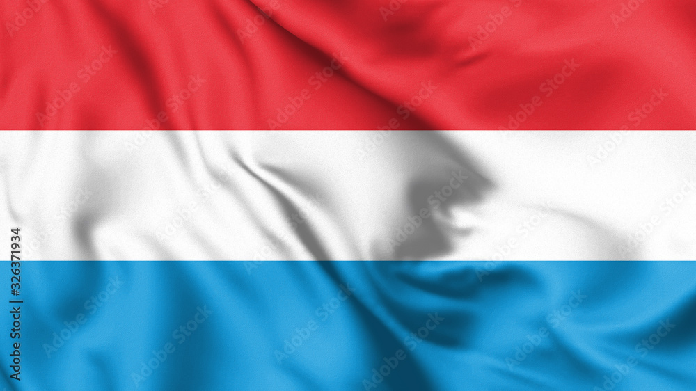 Luxembourg flag blowing in the wind. Background texture. 3d Illustration.