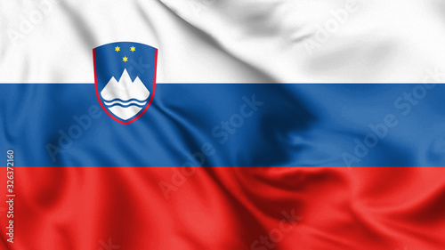 Wallpaper Mural Slovenia flag blowing in the wind. Background texture. 3d Illustration. Torontodigital.ca