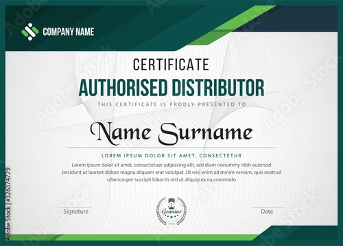 Modern green certificate for corporate companies and all types business and other sectors