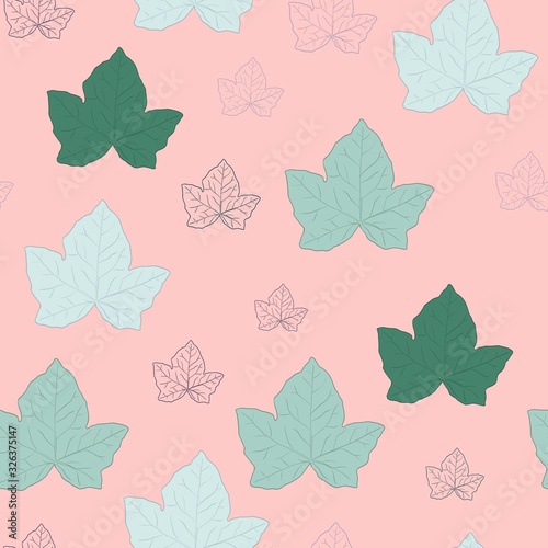 Seamless pattern with leaves of ivy