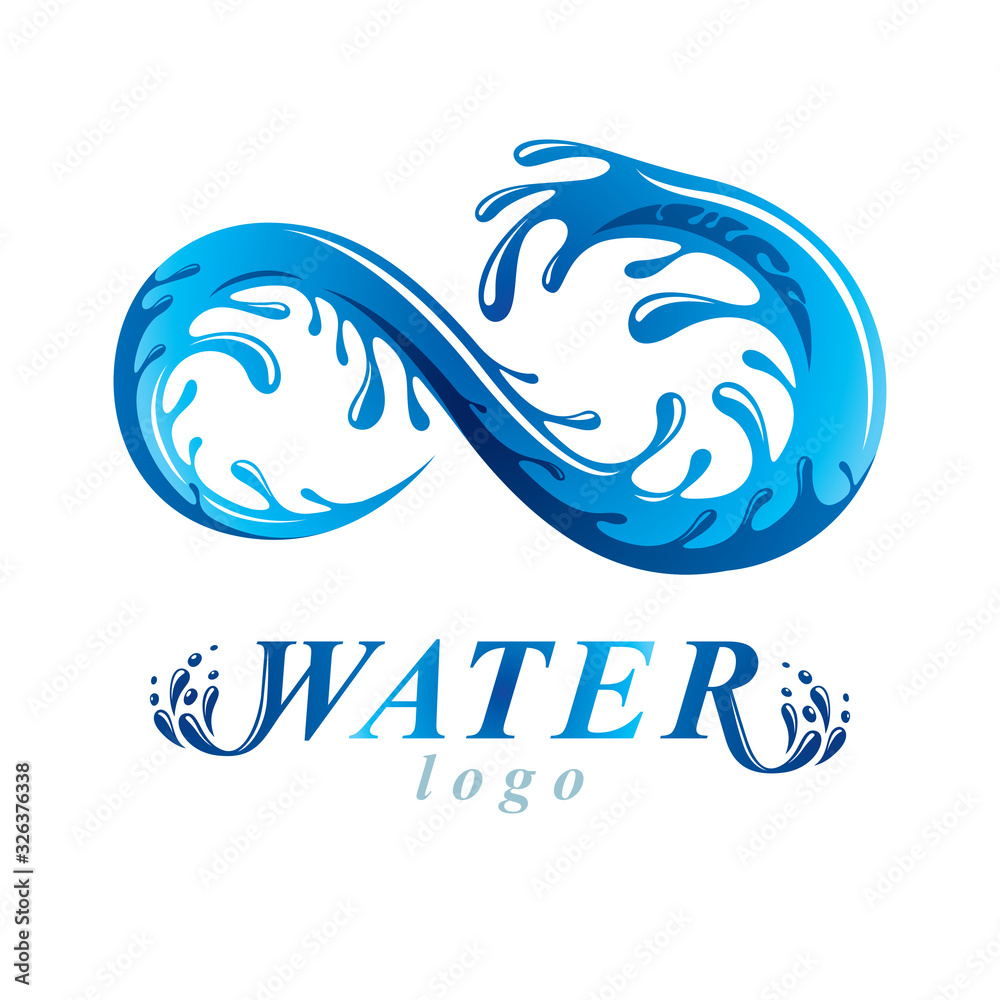 Pure water vector abstract sign for use as business emblem in spa and resort organizations. Human and nature harmony concept. Infinity. Pure water vector abstract sign for use as business emblem in spa and resort organizations. Human and nature harmony concept. Infinity.