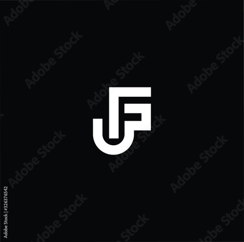 Minimal elegant monogram art logo. Outstanding professional trendy awesome artistic JF FJ initial based Alphabet icon logo. Premium Business logo White color on black background
