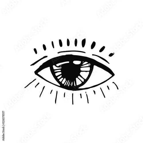 All seeing eye symbol. Blackwork tattoo flash. Eye of Providence, masonic symbol. All seeing eye. New World Order. Sacred geometry, religion, spirituality, occultism. Isolated  © illustratrice Manu
