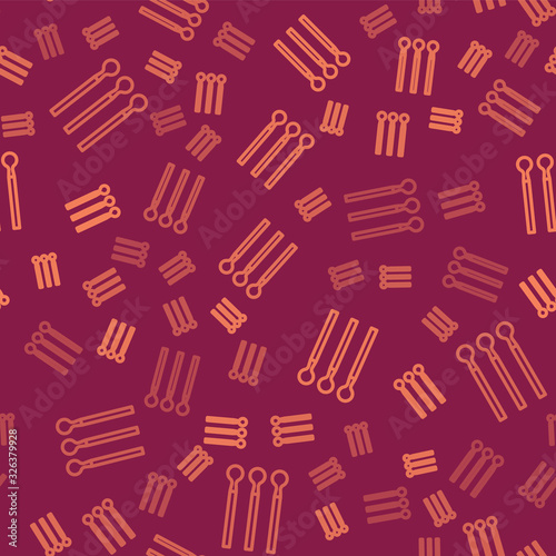 Brown line Matches icon isolated seamless pattern on red background. Vector Illustration