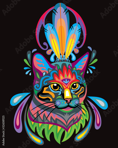 Colorful zentangle cat 3