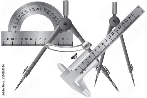 A compass is a device for measuring and plotting a circle, and a vernier caliper is a universal measuring device that serves for high-precision measurements