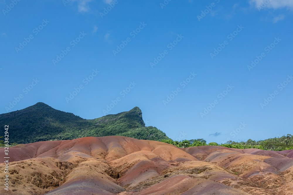 Siebenfarbige Erde in Chamarel auf der Insel Mauritius