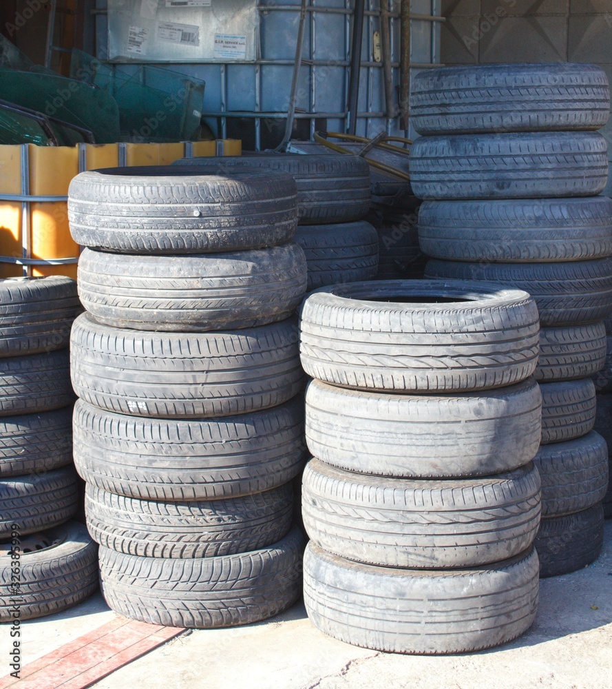 stack of old tires stack of old tires