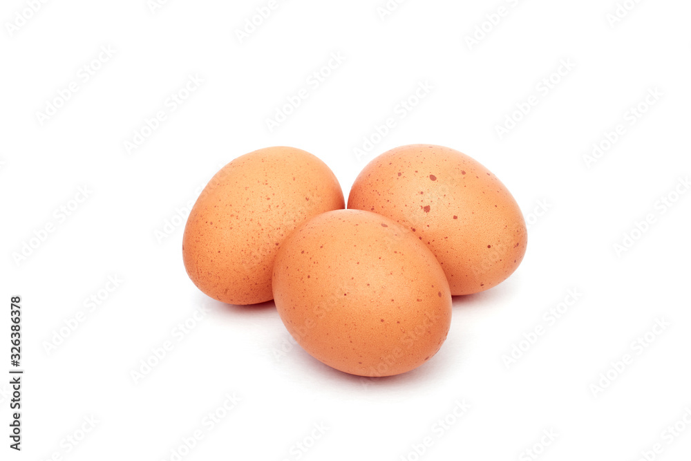 Three brown eggs isolated on white background Three brown eggs isolated on white background