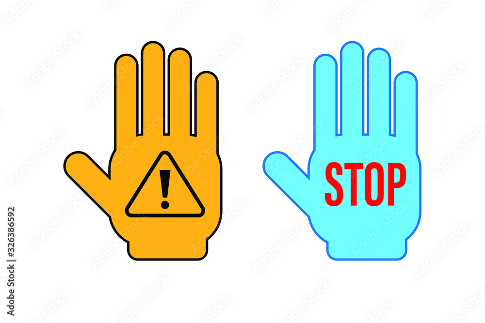Fototapeta premium Hand stop warning sign vector icon